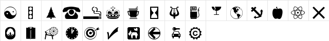 wmsymbols Regular  glyph index