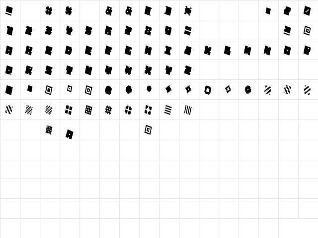 QUBE THIN ITALIC  glyph index