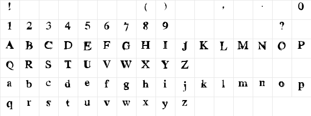 Plainned Regular  glyph index