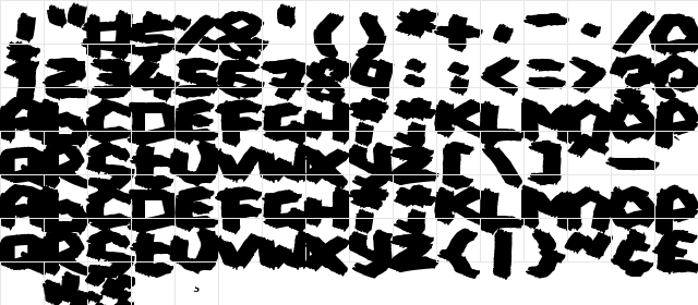 Fat Brush Regular  glyph index