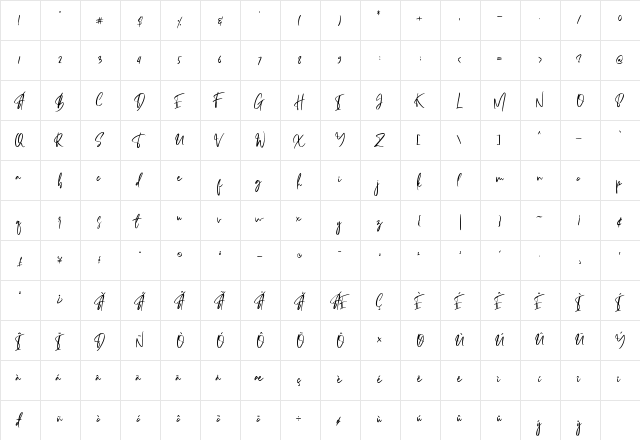Amazed Breath Regular  glyph index