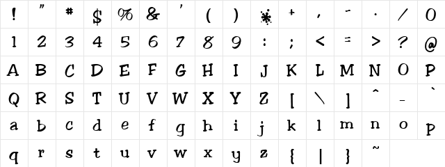 Terminator Regular  glyph index
