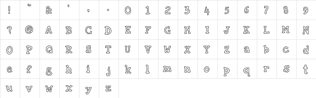 oldies cartoon Medium  glyph index