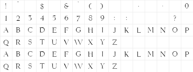 Elizabeth Regular  glyph index