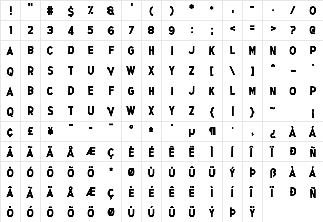 Glee Finder Regular  glyph index