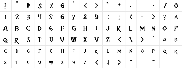 Breathe Fire Regular  glyph index