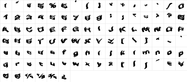 Warped Greased Monkey Warped Greased Monkey  glyph index