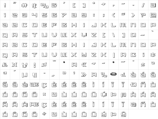 Laser Wolf 3D Regular  glyph index