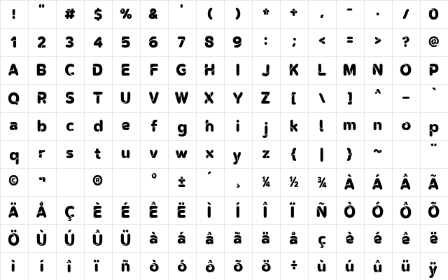 OMEGLE Regular  glyph index