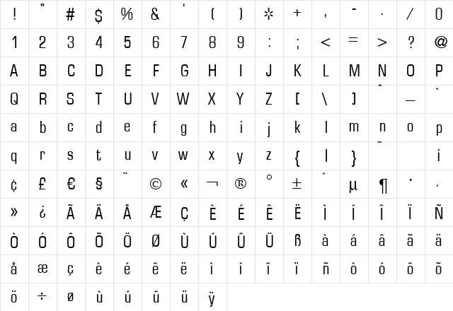 EurasiaCd Regular  glyph index