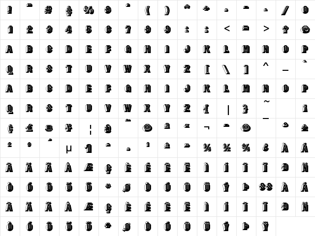 BuxomD Regular  glyph index