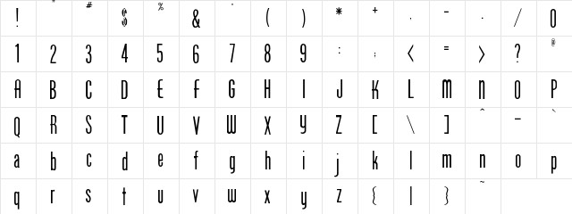 Sunshoe Regular  glyph index