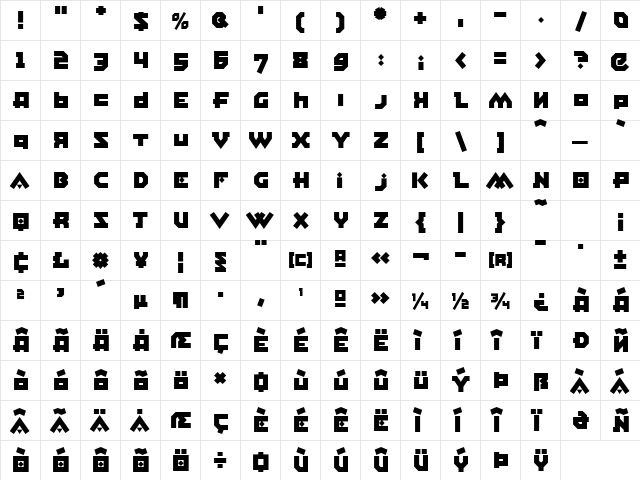 East Bloc ICG Closed Alt Regular  glyph index