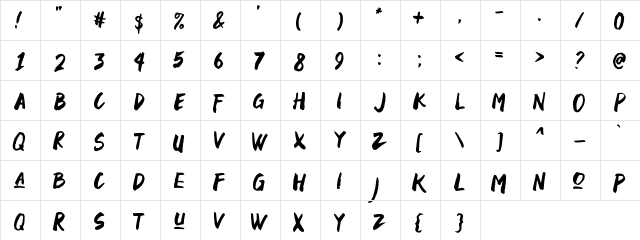 Black Space Regular  glyph index