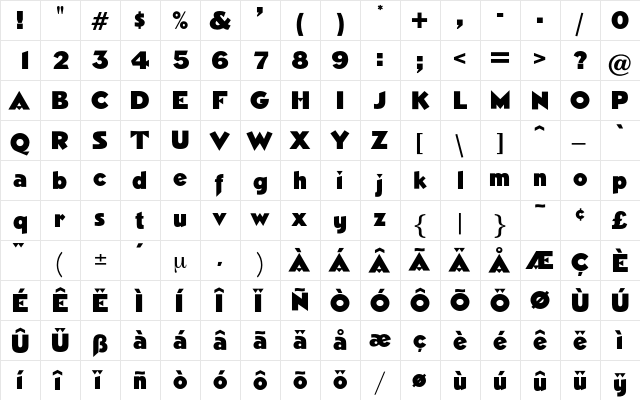 Nimrod Regular  glyph index
