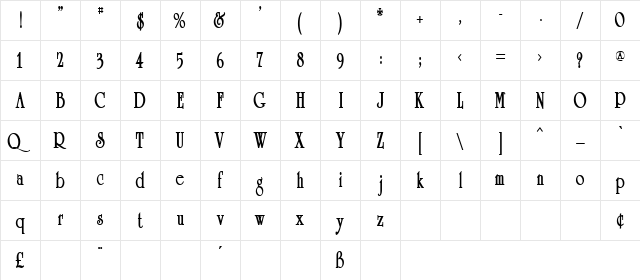 Whitman Regular  glyph index