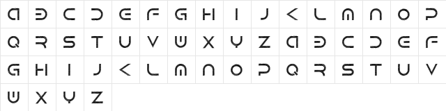 Android SC Regular  glyph index