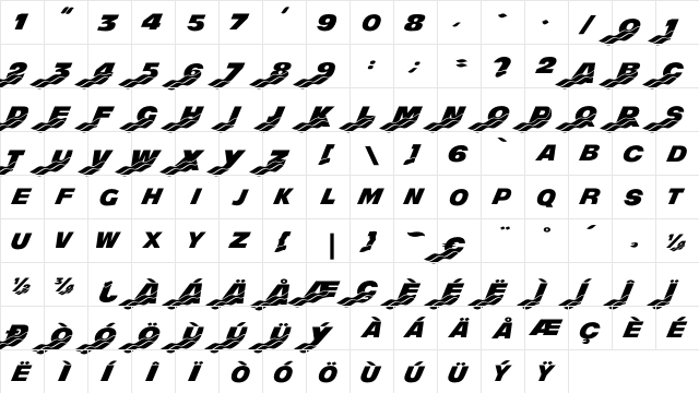 MightyRapids Regular  glyph index