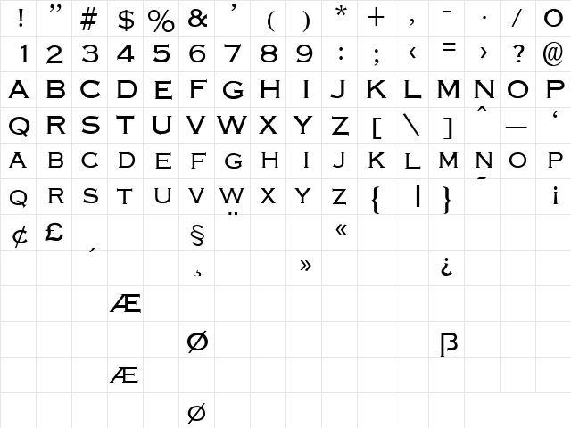 Echoes 1 Regular  glyph index