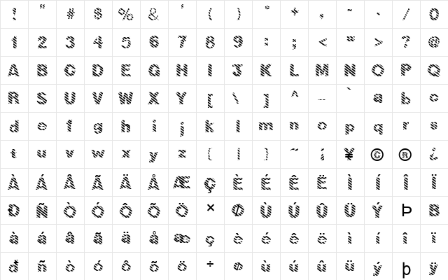 FZ JAZZY 36 STRIPED Normal  glyph index