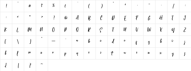 Lorde Soon-Personal Use Regular  glyph index