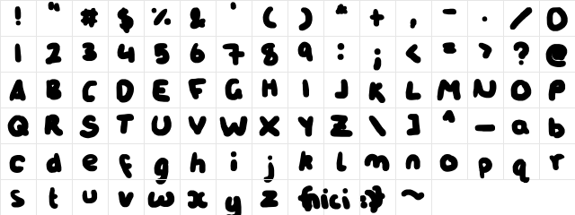 nici-chunckiee Regular  glyph index