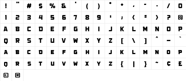 Government Agent BB Regular  glyph index