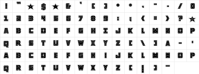 Knievel Academy Regular  glyph index