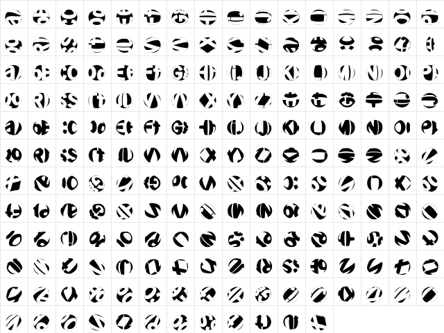 FriendlyFireBullets Regular  glyph index