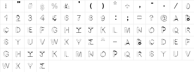 ArtsyFartsy Regular  glyph index