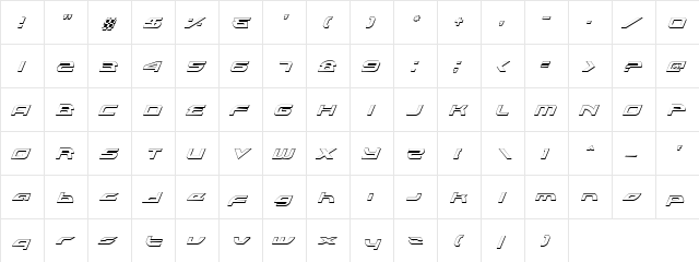 Alexis Lower Outline Italic Lower Outline Italic  glyph index