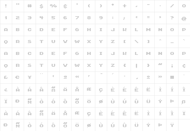 GenetrixSquareCore Regular  glyph index