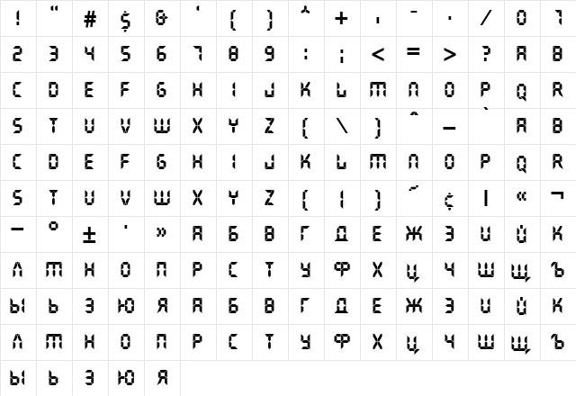 DS Crystal Regular  glyph index