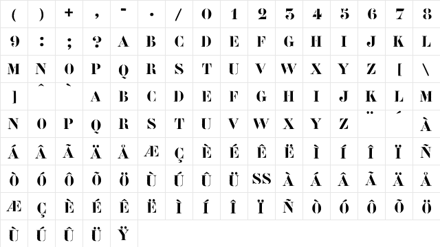 Flightcase Regular  glyph index