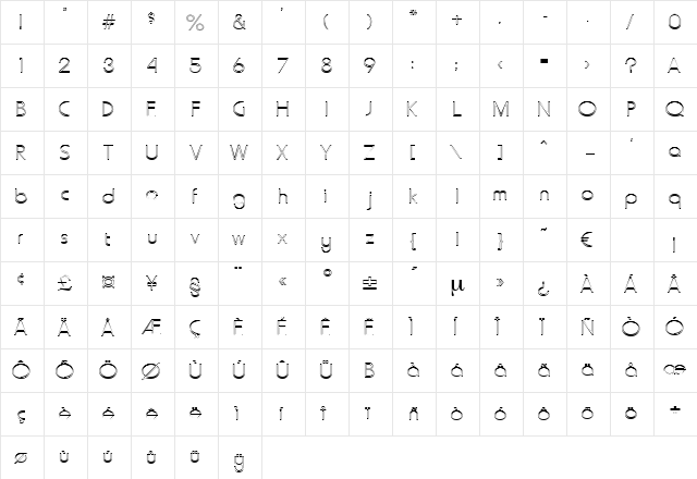 GiovanniOpen Regular  glyph index