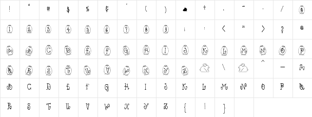 DJ Easter Regular  glyph index