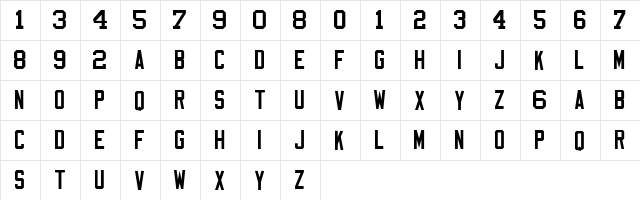 NFL Varsity Block F Regular  glyph index