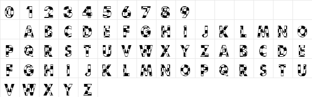 101! CheckBoard Regular  glyph index