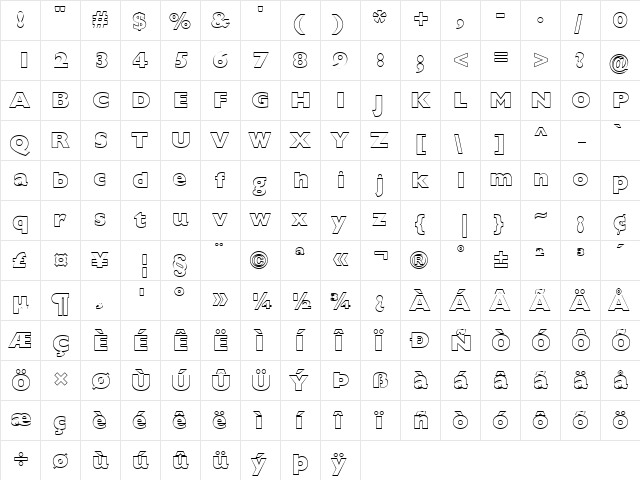 FZ BASIC 57 HOLLOW Normal  glyph index