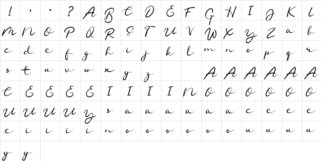 Chamelon Regular  glyph index