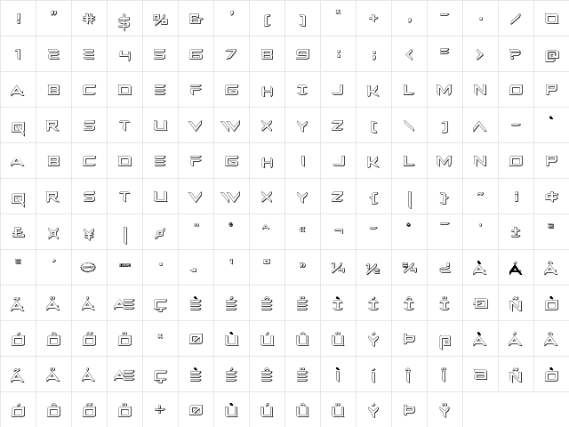 Ferret Face 3D Regular  glyph index