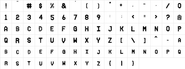 Fh_Ink Regular  glyph index