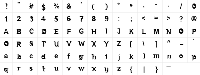 komodo Regular  glyph index