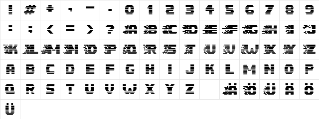 Speedster Regular  glyph index