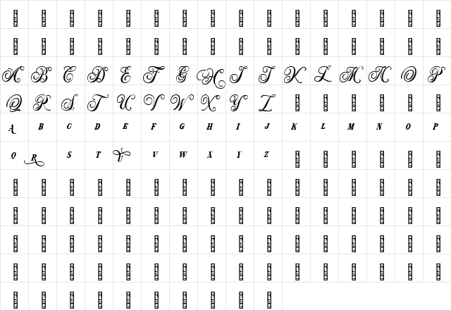 Hondurhas Regular  glyph index