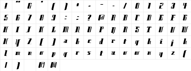 City ExtraBold  glyph index