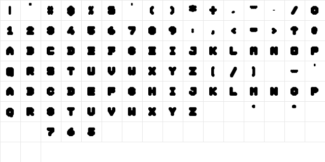DS Ticket95 Regular  glyph index