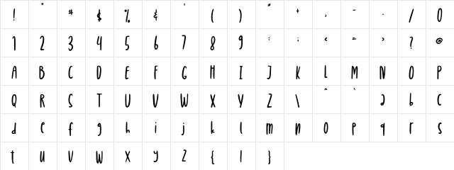 Baffelita FREE Regular  glyph index
