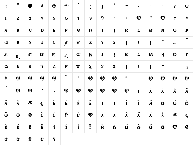 DincINK Regular  glyph index