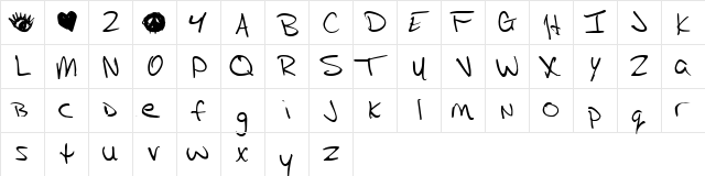 TupacHand Regular  glyph index